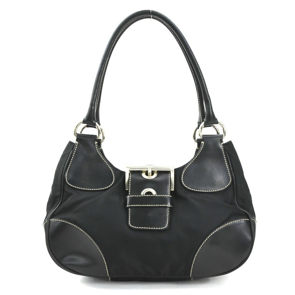 Prada leather silver bag shoulder black accents - Picture 2 of 4